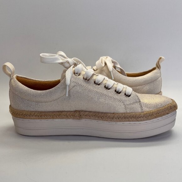 Jack Rogers Mia Platform Sneaker Size 9.5M White Gold Espadrille Style Casual - Picture 7 of 14